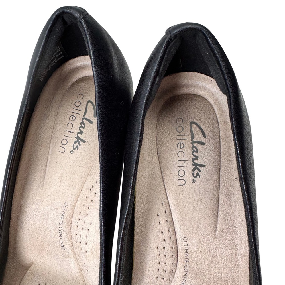 Clarks Pumps Women 9 Black Pointed Toe Ultimate Comfort Kitten Heel Professional - Picture 10 of 16